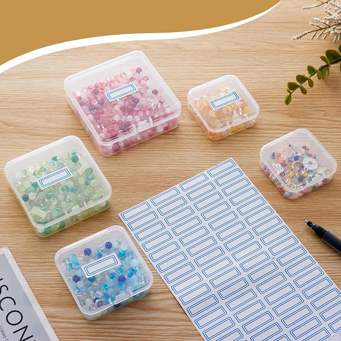 Goodma Small Bead Organizers, 78 Pieces Mixed Sizes Plastic Storage | Clear Containers, Transparent Rectangle, Craft Supply Boxes, Hinged Lid