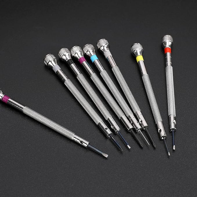 8PCS Watch Screwdriver Set Professional, Micro Precision Glasses Repair Kit, Watch Back Remover Tool, Mini Screwdrivers for Watches Band 0.6-1.6mm Watches Repair Screwdriver Set with 2 Tweezers