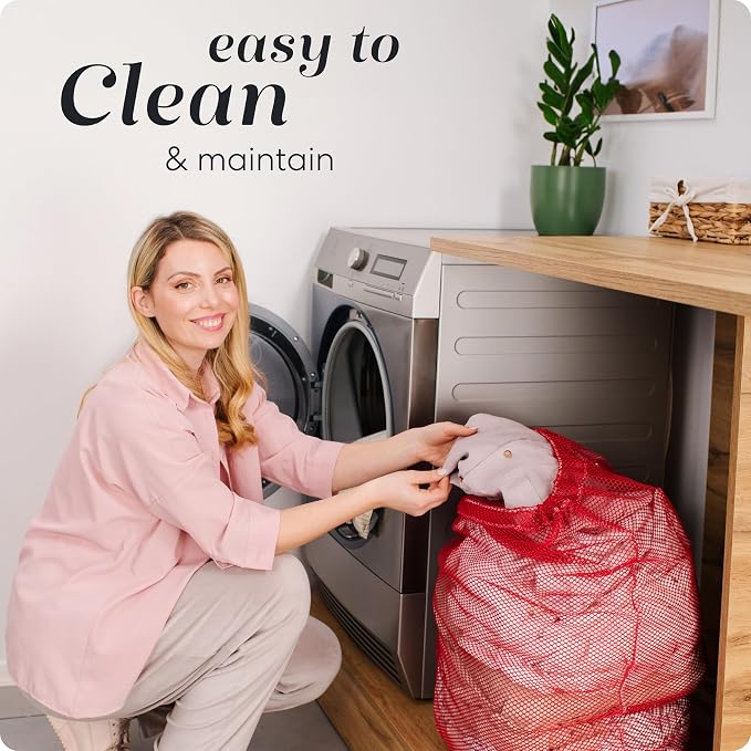 Handy Laundry Mesh XL Laundry Bags 2-Pack, 24 x 36 Inch Heavy Duty, Durable Drawstring Closure, Machine Washable, Large Laundry Bag for Delicates, College Dorms, Travel, Laundromats, Apartments, Red | 2-Pack, XL 24x36 Mesh Laundry Bag, Secure Drawstrin...
