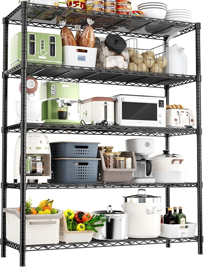 ROOMTEC 5-Tier Wire Shelving Unit, 48" W*20" D*72" H, Max Load 2000LBS | Heavy Duty Garage Shelving,Adjustable Storage Shelves,Metal Utility Shelf Rack for Kitchen,Laundry,Pantry,Warehouse,Basement