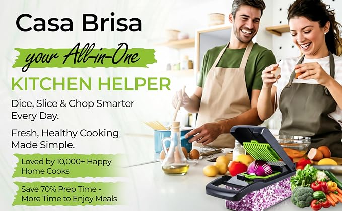 Vegetable Chopper - 14 In 1 Multifunctional Food Chopper with Container - Vegetable Cutter with Container for Salad - Kitchen Gadgets & Essential Kitchen Tool Set for Onion, Potato, Fruits & Veggies