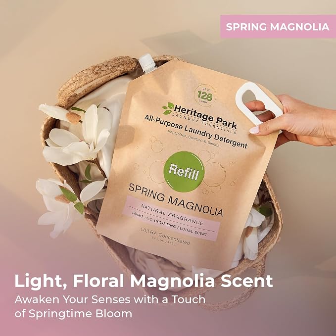 Heritage Park Silk & Wool Delicates Detergent - Spring Magnolia - Refill | EWG Verified & EPA Safer Choice - Enzyme-Free Liquid Detergent - Hypoallergenic, Dermatologist Tested, Gentle on Silk & Wool