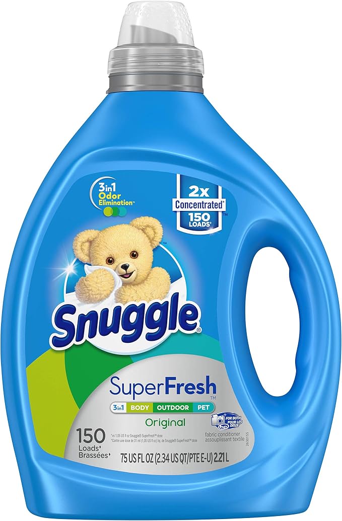 Snuggle SuperFresh Fabric Softener Liquid,Ultra Concentrated,78.8 Oz,150 Medium Loads,Morning Breeze Fabric Conditioner,Lasting Scent,Fights Stubborn Odors,Softens,Reduces Static&Wrinkles,(Pack of 2)