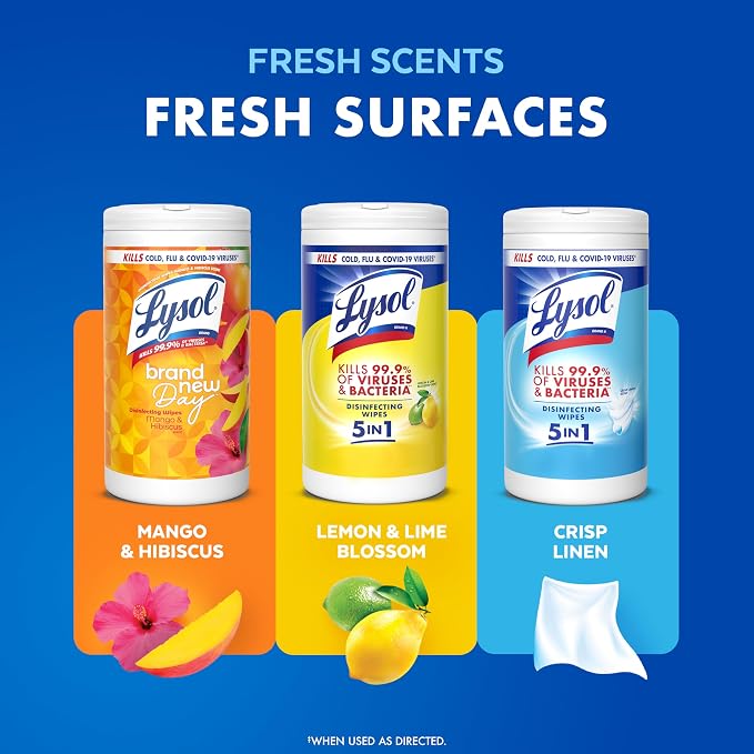 Lysol Disinfecting Wipes, Multi-Surface Cleaner, Crisp Linen, 80 ct.