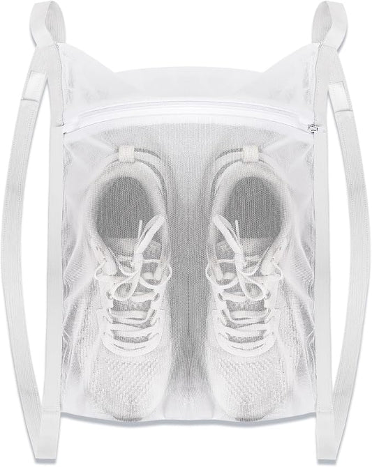 Laundry Bags,Sneaker Wash & Dry Net Bag for Dryer Sneaker Laundry Bags Large HoneyComber Mesh Bags with Zipper and Strap for Shoes Sneaker Washing Mesh Net for Most Dryers Door 15.7" Large