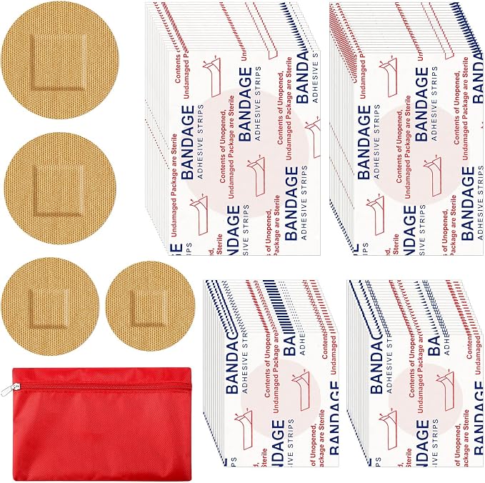 Funtery 200 Adhesive Spot Bandage 4 Sizes Round Flexible Fabric Adhesive Round Tan Non Latex Bandage for Wound Care and Hides Skin Spots Ideal for Small Incisions