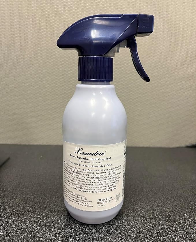Laundrin Botanical Fabric Refresher Spray - Earl Grey Tea, 300ml | Pet odor eliminator for home, room essentials fabric spray for mattress, curtain, sofa, carpet, furniture & bedding