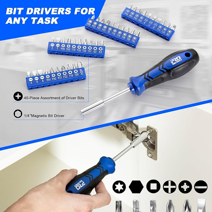 Prostormer 79-Piece Magnetic Screwdriver Set with Tool Box | Slotted, Phillips, Hex, Torx and Precision Screwdrivers, Allen Keys for Home Repair & DIY