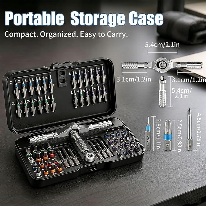 2027 New 66 in 1 Magnetic Screwdriver Set, DIY Ratchet Screwdriver Set | Multifunctional Toolbox with Detachable Ratchet Handle, Portable Precision Repair Tool Kit for Furniture & Electronic Device