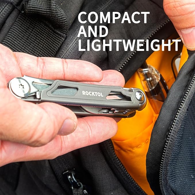 Pocket Multitool ST02, VG-10 Blade, 12-in-1 Multi tool Knife,Titanium-Plated Handle,Pocket Clip,Large Scissors, Multi-tool for Camping, Hiking, Survival, EDC Gadget for Men