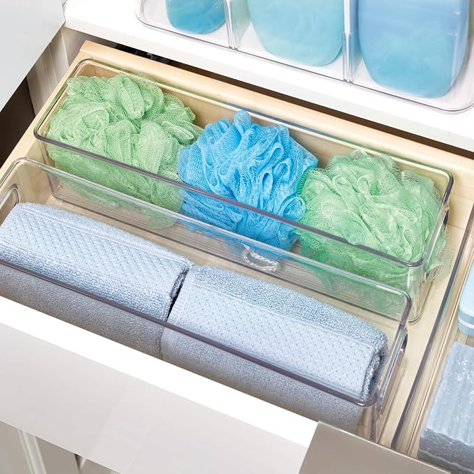 iDesign Stackable Fridge Bin with Handles, Set of 6, Clear | Ideal for Freezer or Pantry, Made in USA