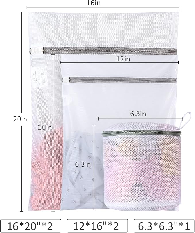 GOGOODA Mesh Laundry Bags for Delicates Durable Protective Wash Bags | Travel Storage Bags for Intimates Lingerie,5PCS（2M,2L,1 Bra Bags）