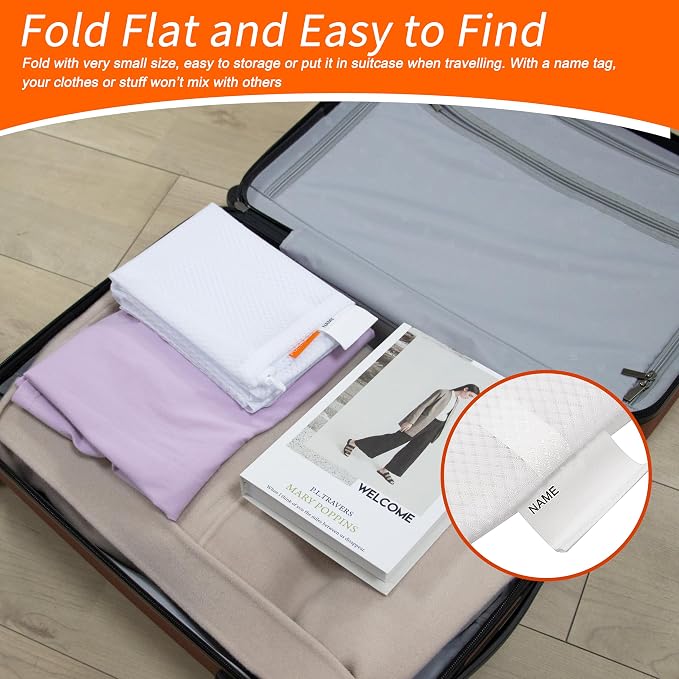 2 Pack Heavy Duty Diamond Mesh Laundry Bag, 24x36", White | Drawstring & ID Tag, Breathable Mesh, Machine Washable, Commercial Grade, , For College Dorms, Travel, Sports Equipment