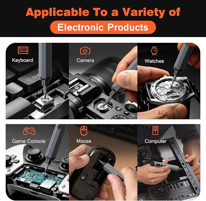 138-IN-1 Electric Screwdriver Set Cordless with 120 Precision Bits | Rechargeable Screw Driver with LED Light Magnetic Storage Home Repair Tool Kit for Electronics, Camera, Watch, PC RC