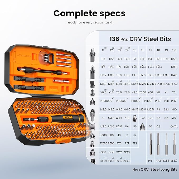 JOREST 152 in 1 Precision Screwdriver Set, Tool Gifts for Men, Mini Repair Tool Kit for Electronics, Macbook, Laptop, PC, RC, PS5, iphone, Jewelers, XBOX, Glasses