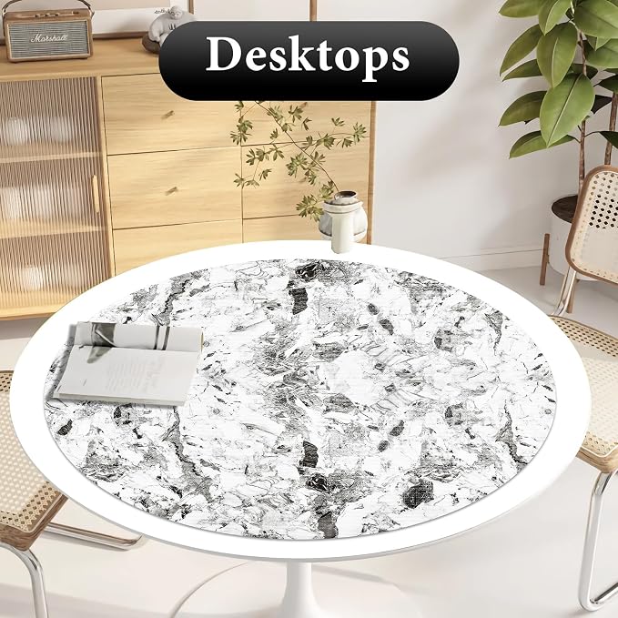 Drawer and Shelf Liner for Kitchen Cabinet: 12 in X 30 Ft Non Slip | Shelf Paper Non Adhesive Refrigerator Liners Grey and White Marble Easy Liners for Bathroom with Knife Tape Measure