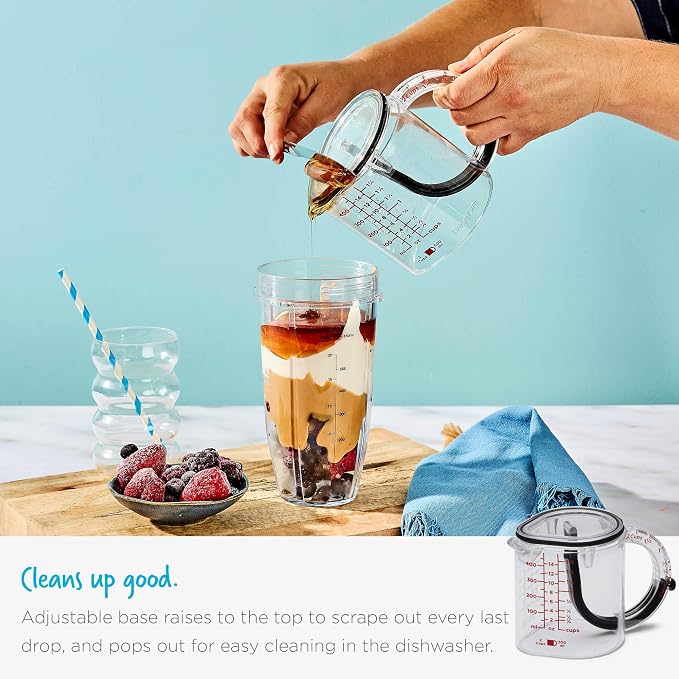 Dreamfarm Big Upcup All-in-1 Adjustable Measuring Cup - 2 Cup | Measures dry and liquid ingredients and scrapes itself clean, easy-to-read metric and imperial measurements, microwave safe