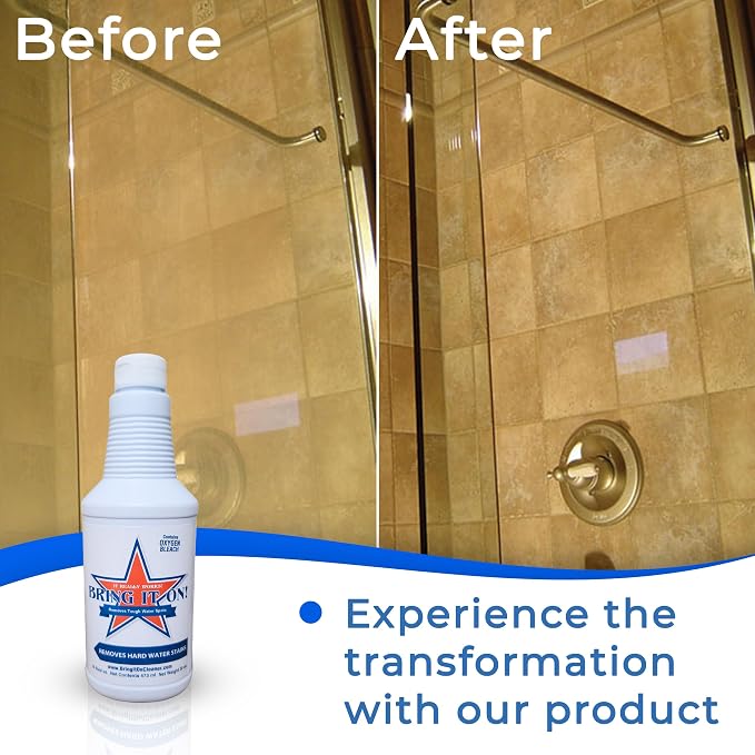 Bring It On Hard Water Stain Remover Grout Cleaner 32oz Fresh Mint, 2 Pack | Hard Water Stain Removal for Glass Shower Doors, Windows, Mirrors, and Bathroom Tile Grout Cleaner