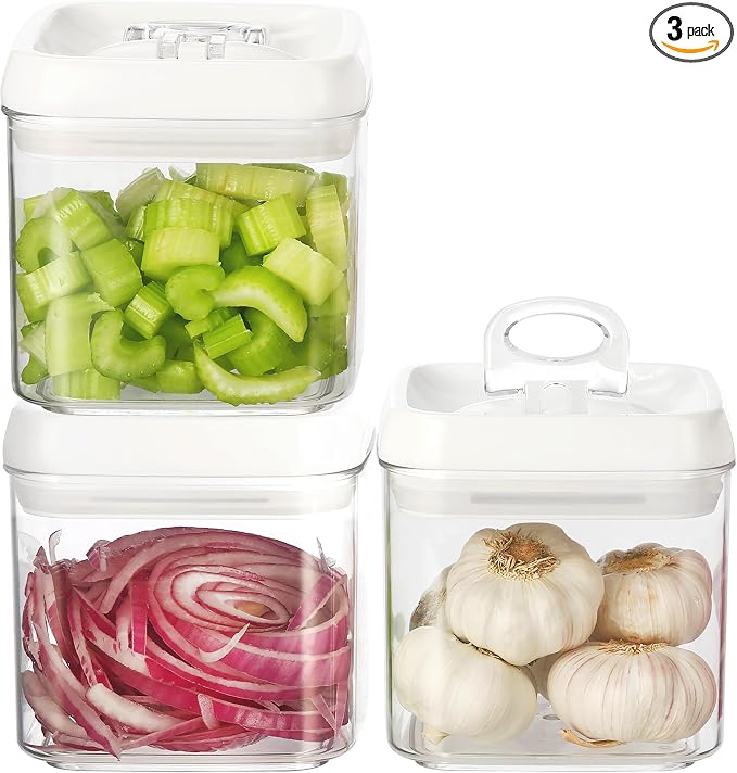 Felli Flip Tite Food Storage Container 5" LARGE Size Airtight Lid Lock Top, Stackable Kitchen Canister for Space Saving, Pantry Fridge Cupboard Organizer, Spice Seasoning Pet Treats Snack (1.1 qt)