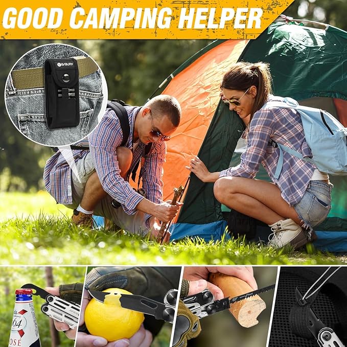 BIBURY 31-in-1 Multitool Pliers Pro BI2045,EDC Pocket Knife & Scissors | Stainless Steel Multi Tool with Replaceable Wire Cutters, Saw, Screwdriver, Ideal for Camping,Survival,Repair, Gifts for Men