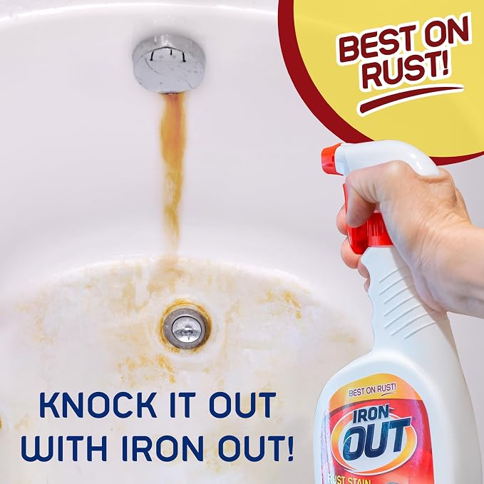 IRON OUT Rust Stain Remover Spray with Cling, No-Scrub Cleaner, 24 oz-3pk | No-Scrub Clinging Gel Dissolves Orange Rust Stains on Contact for Bathrooms, Kitchens, Tile & Laundry, Made in USA