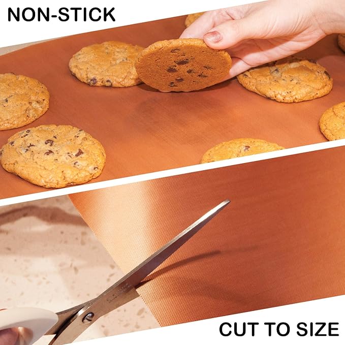 2 Extra Large Copper Grill and Bake Mats, 17 X 23 inches | Non Stick, BBQ Griddle Baking, Reusable, Easy to Clean