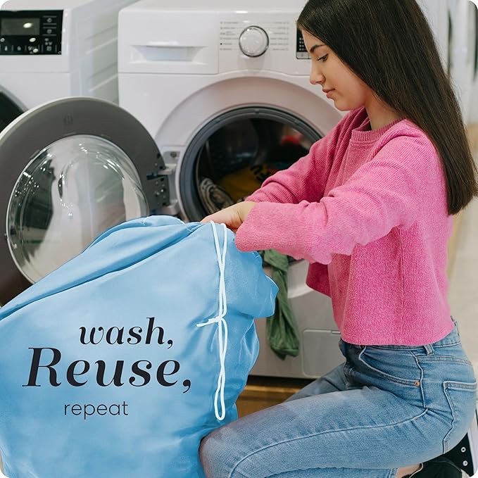 Handy Laundry XL Laundry Bag – Heavy Duty Nylon, 30" x 40", Large Capacity, Durable Drawstring Closure, Machine Washable, Travel & Dorm Essentials for Dirty Clothes, Light Blue | 30"x40" XL Nylon Laundry Bag, Locking Drawstring, Machine Washable, Heavy...