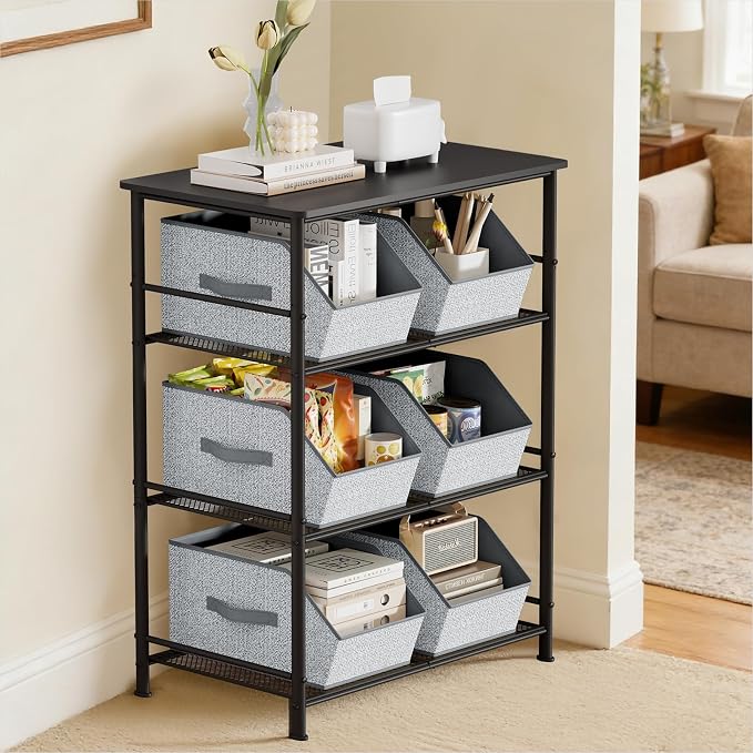Homsorout Large Closet Storage Cubes - Closet Storage Bins with Dual Handles for Clothes, Towels, Toys, Shelf Organizer Bins for Bedroom, Nursery, Shelves, Small Spaces, Ant Light Gray, 3 Pack
