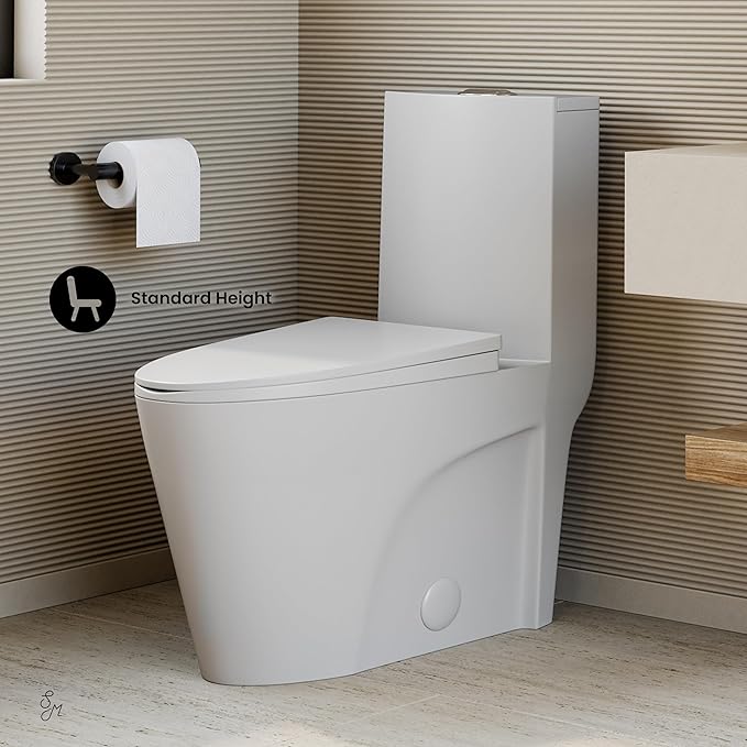 St. Tropez One-Piece 14" Rough-in 1.1/1.6 GPF Dual Top Vortex Flush Elongated Toilet in Matte White