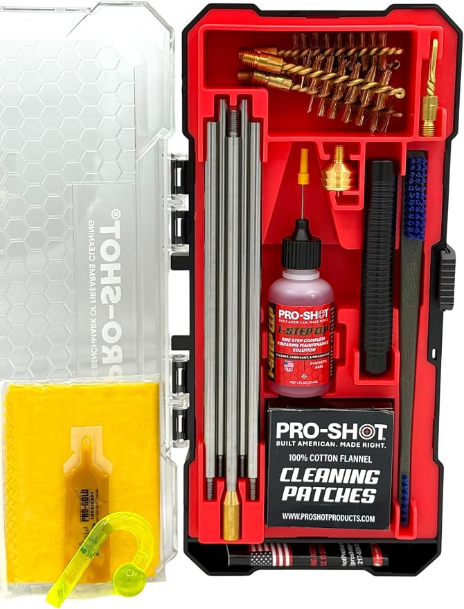 Pro-Shot Multi-Gauge Shotgun Cleaning Kit – Cleans 12, 20, 28 & .410 Gauge Shotguns | Premium Stainless Rods, Bore Brushes, Brass Jags, Flannel Patches, CLP & Grease – Made in USA