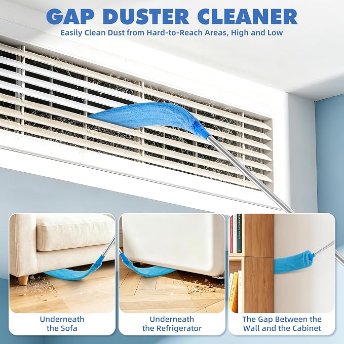 94'' Cobweb Duster with Extension Pole for High Ceiling, Fan | Bendable Microfiber Duster, Spider Web Brush with Telescoping Pole