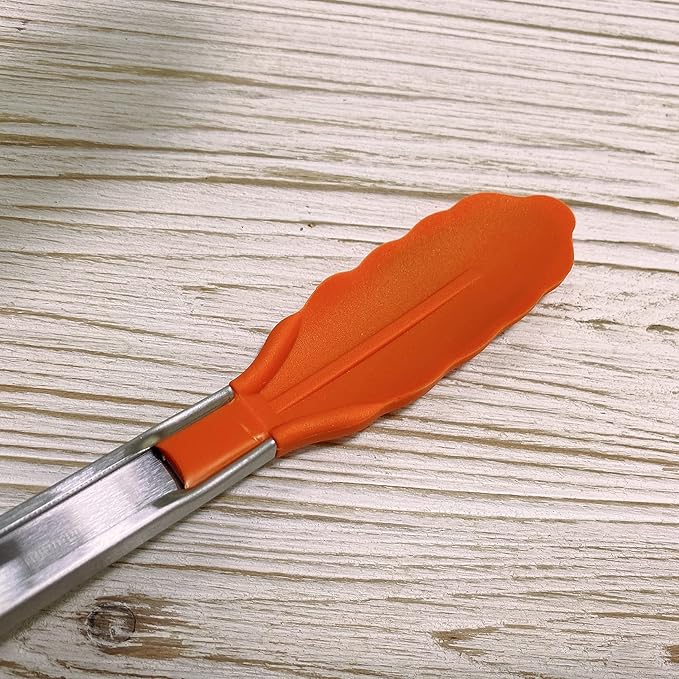 18 inch Extra Long Grill Tongs (1 orange + 1 yellow), with Silicone Tip Head, Stainless Steel Barbecue Tongs with Long Handle, Large Sized Food Tong