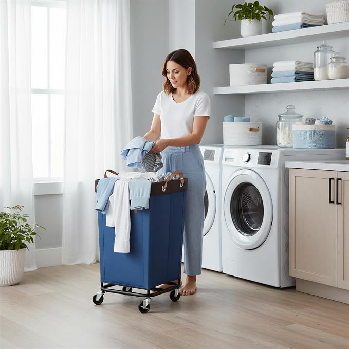 StorageWorks 160L Laundry Basket with Wheels, Rolling Hampers for Clothing