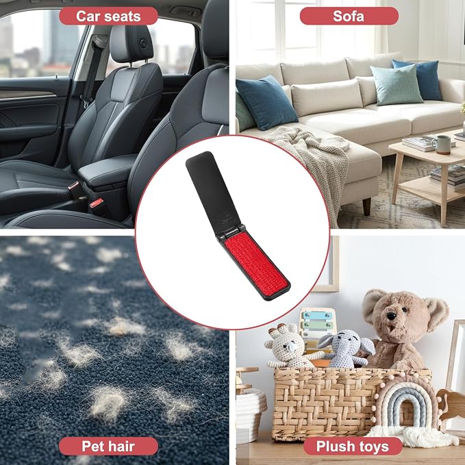 4 Pack Foldable Travel Lint Brush, Reusable Lint Brushes for Clothes | Portable Lint Roller Sticky Surface Mini Travel Lints Remover Fuzz Remover for Furniture Couch Sofa Pet Hair Black
