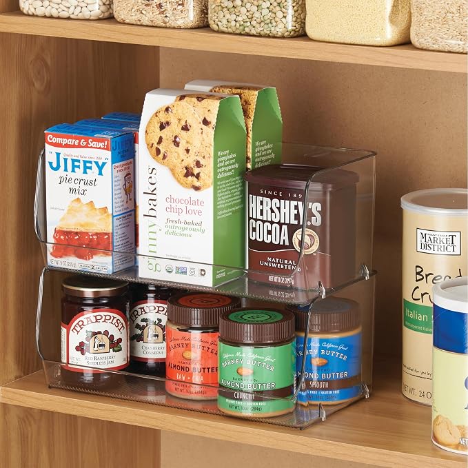 iDesign Stackable Open-Front Storage Bins, Set of 6, Clear | Kitchen and Pantry Organization