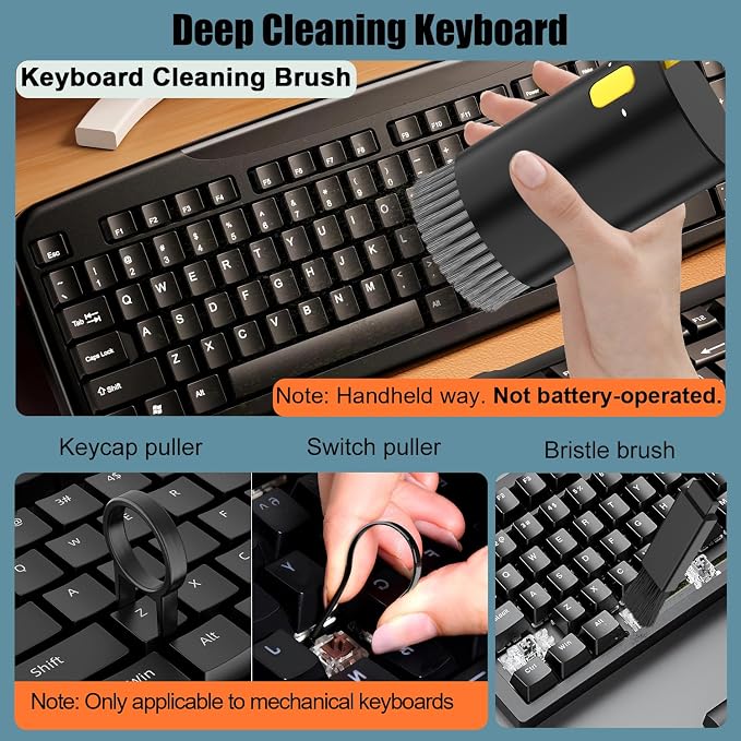 VICHYIE 20 in 1 Multifunctional Cleaner Kit for Electronic Devices (Black) | Keyboard Cleaning Brush, Headphones Cleaner Kit for AirPods, Multi-Tool for Cleaning Laptop, Earbuds, Camera, Cellphones