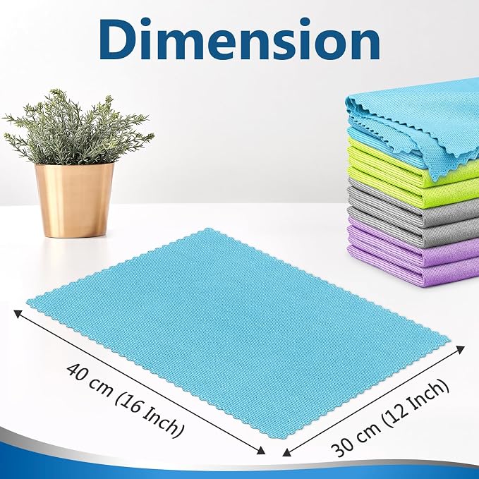 Airlab Glass Polishing Cloth Streak Free Miracle Cleaning Cloth Lint Free Microfiber Cleaning Rags for Glasses Kitchen Dish Mirrors Easy Clean, Pack of 8, 16" x 12", Multicolor