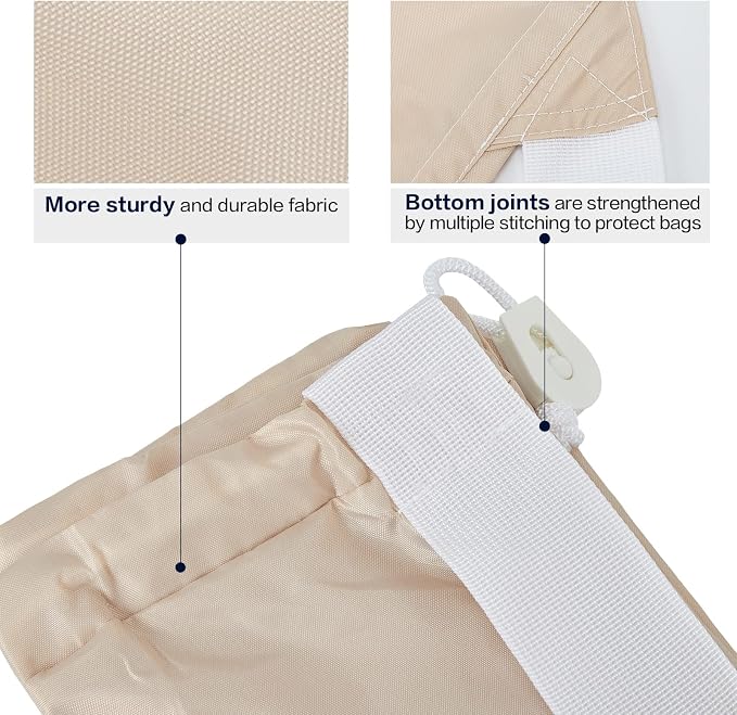 HOMEST 2 Pack XL Nylon Laundry Bag with Strap, Large Dirty Clothes Organizer, Easy Fit a Laundry Hamper or Basket, Can Carry Up to 4 Loads of Laundry, Beige | Heavy-duty nylon material supports bulky garments and daily transport between baskets and sto...