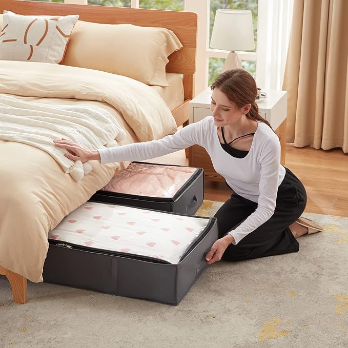 Lifewit 95L 8 Pack Under Bed Storage Containers, Large Capacity Blanket Storage Bags with Reinforced Handle, Organization and Storage for Comforters, Sheets, Clothes, Bedroom, College Dorm, Grey