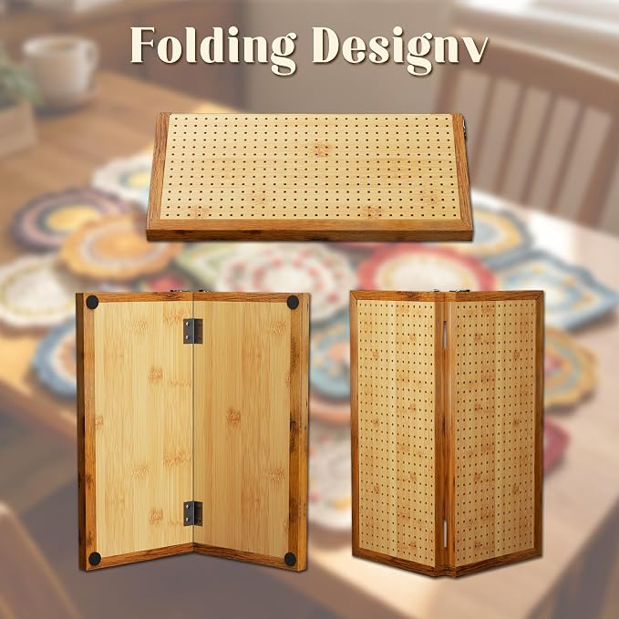 OCPO HOME 15.5" Foldable Crochet Blocking Board with Stainless Steel Pegs | Large Blocking Board for Crocheting, Sturdy Metal Latches, Blocking Boards for Crochet Projects, Gifts for Crocheters