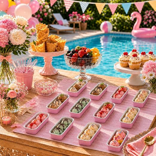 NPLUX 100 Pack Mini Cake Pans with Lids and Spoons Rectangular Aluminum Foil Baking Pans Mini Cheesecake Containers, Graduation Gifts Party Favors(6.8oz)