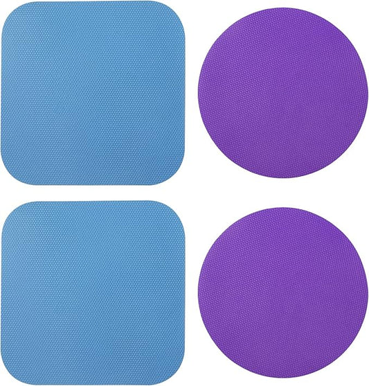 LUTER 4pcs Jar Opener, Rubber, Multi-function Silicone Bottle Opener for Seniors with Weak Hands Lid Cap Gripper Pads Kitchen Coasters Gadgets(Blue, Purple)