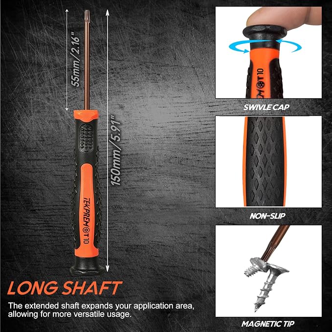 TEKPREM 8 in 1 Small Torx Screwdriver Set with T3 T4 T5 T6 T7 T8 T9 T10 Torx Security Bits,Complete Star Repair Kit for Apple,Macbook,Mac mini,Xbox one, Xbox360,PS3,PS4,PS5,Computer and Pocket Knives