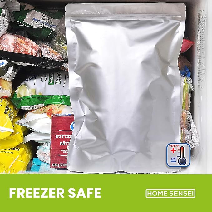 60pcs 1 Quart Mylar Bags for Food Storage - ExtraThick 10 Mil - Smell Proof Mylar 1 Quart - Stand-Up Zipper Pouches 7" x 10" - Small Bags for Food Storage - Heat Sealable