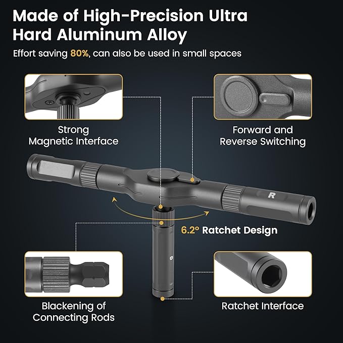 The Original Patented Screwdriver Set 24 in 1 Magnetic Ratchet with Precision Bits–Ideal for Home Repairs, DIY Projects,and Electronics–Ergonomic Rotatable Ratchet Handle and Storage Case–Holiday Gift