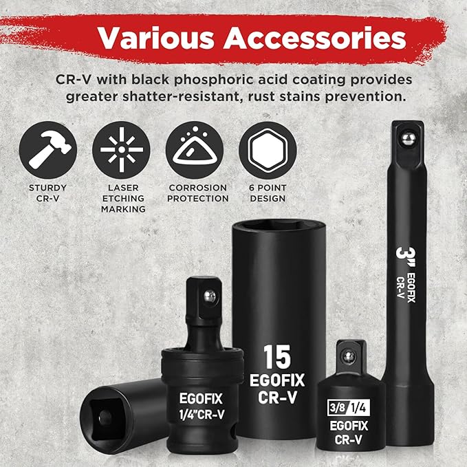 90PCS 1/4" Drive Impact Socket Set Metric 4-15mm and Standard SAE Size (5/32"-9/16"), with 72-Teeth Ratchet, Screwdriver Bit Set, Mechanics Tool Kit for Home Use and Automotive Repair