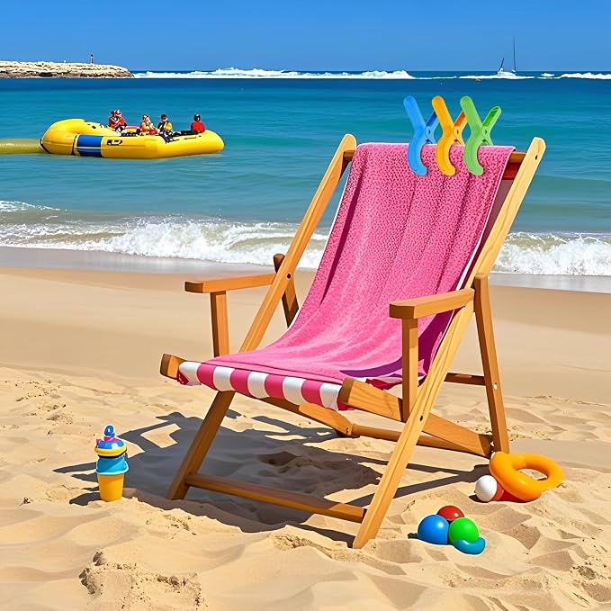 12 Pcs Beach Towel Clips for Beach Chairs Clothespins | Towel Holder for Pool Chair on Cruise Chair Clamps