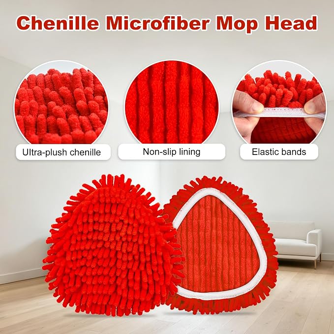 6 Pack Chenille Duster Mop Head Compatible with O Cedar Easywring 1-Tank System,Spin Mops Heads Replacements for Ocedar Mopping, Reusable Microfiber Chenille MOp Refills, for Deep Cleaning Floor
