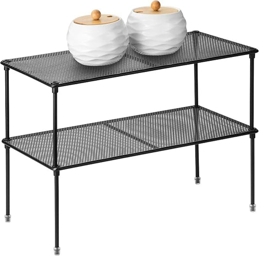 2-Pack Kitchen Cupboard Shelf Organizer | Expandable & Stackable, For Cabinet, Counter Cupboard Organiser, For Bathroom, Kitchen, Laundry Room