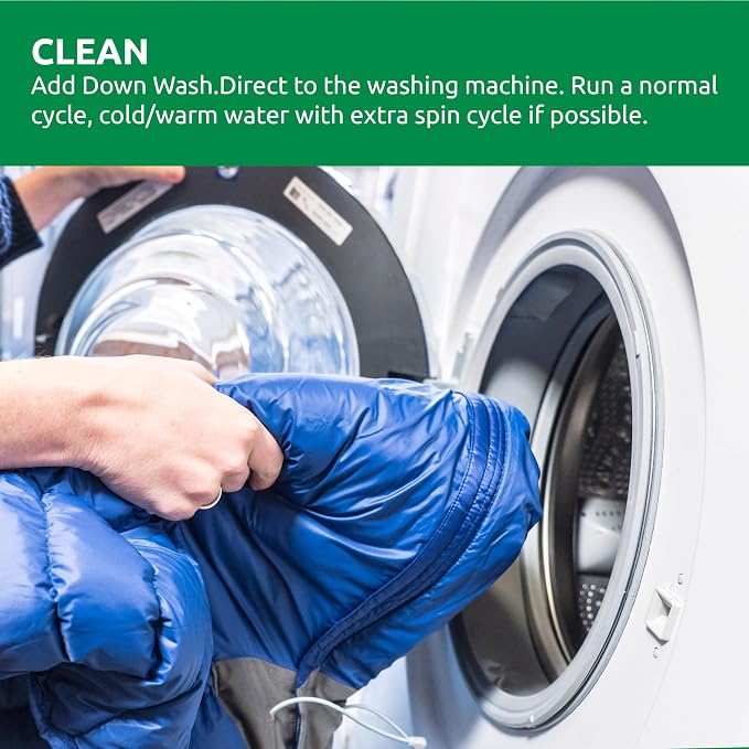 Nikwax Down Wash, 1L, Detergent for down jackets and sleeping bags, outdoor apparel, clean, care, protect